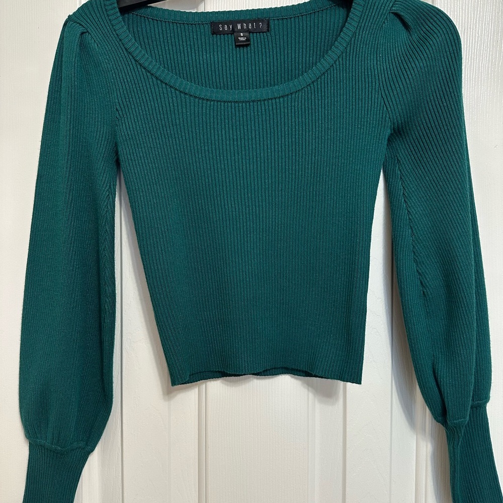Emerald Green Ribbed Knit Sweater